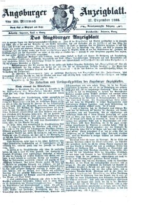 Augsburger Anzeigeblatt Mittwoch 27. Dezember 1865