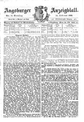 Augsburger Anzeigeblatt Samstag 24. Februar 1866