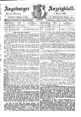Augsburger Anzeigeblatt Montag 5. März 1866