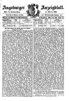 Augsburger Anzeigeblatt Donnerstag 15. März 1866