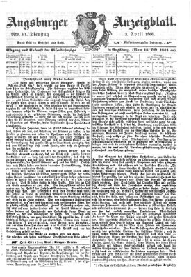 Augsburger Anzeigeblatt Dienstag 3. April 1866