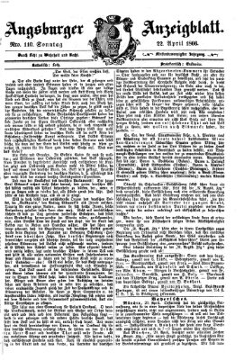 Augsburger Anzeigeblatt Sonntag 22. April 1866