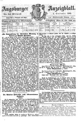 Augsburger Anzeigeblatt Mittwoch 5. September 1866