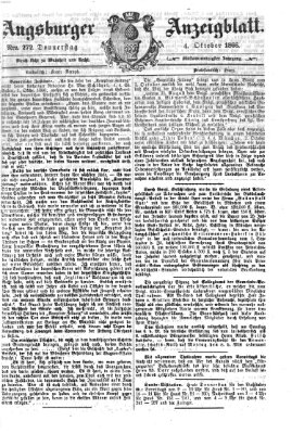 Augsburger Anzeigeblatt Donnerstag 4. Oktober 1866
