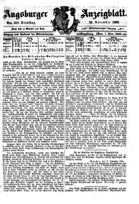 Augsburger Anzeigeblatt Dienstag 20. November 1866