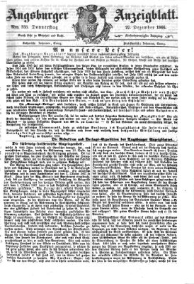 Augsburger Anzeigeblatt Donnerstag 27. Dezember 1866