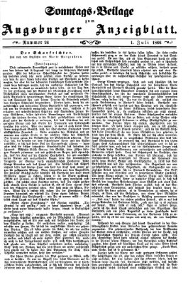 Augsburger Anzeigeblatt Sonntag 1. Juli 1866