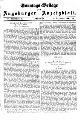 Augsburger Anzeigeblatt Sonntag 9. Dezember 1866