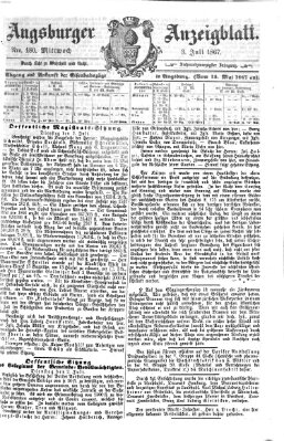 Augsburger Anzeigeblatt Mittwoch 3. Juli 1867