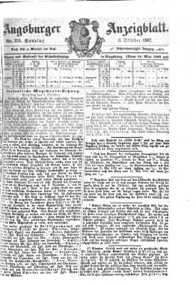 Augsburger Anzeigeblatt Sonntag 6. Oktober 1867
