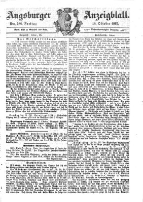 Augsburger Anzeigeblatt Freitag 18. Oktober 1867