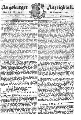 Augsburger Anzeigeblatt Mittwoch 11. November 1868