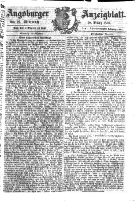 Augsburger Anzeigeblatt Mittwoch 10. März 1869