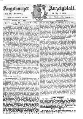 Augsburger Anzeigeblatt Sonntag 11. April 1869