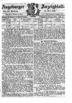 Augsburger Anzeigeblatt Montag 31. Mai 1869