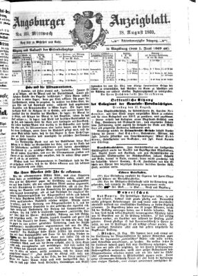 Augsburger Anzeigeblatt Mittwoch 18. August 1869