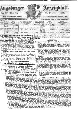 Augsburger Anzeigeblatt Dienstag 21. September 1869