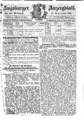 Augsburger Anzeigeblatt Mittwoch 22. September 1869
