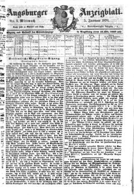 Augsburger Anzeigeblatt Mittwoch 5. Januar 1870