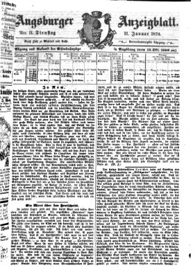 Augsburger Anzeigeblatt Dienstag 11. Januar 1870