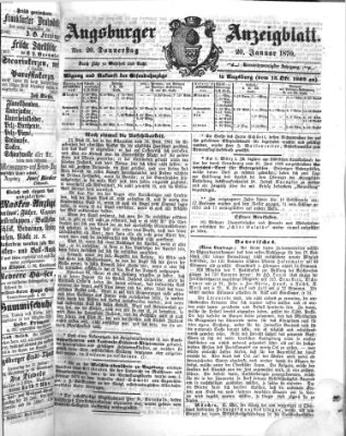 Augsburger Anzeigeblatt Donnerstag 20. Januar 1870