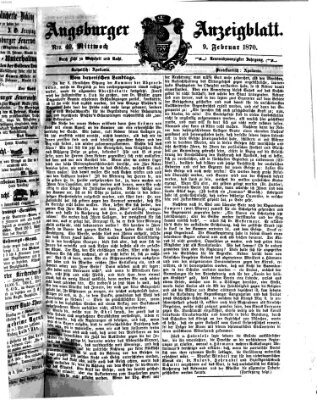 Augsburger Anzeigeblatt Mittwoch 9. Februar 1870
