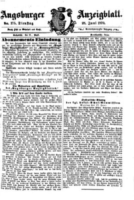 Augsburger Anzeigeblatt Dienstag 28. Juni 1870