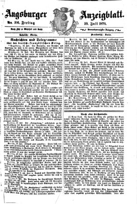 Augsburger Anzeigeblatt Freitag 29. Juli 1870