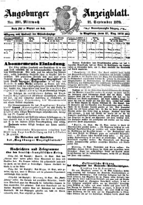 Augsburger Anzeigeblatt Mittwoch 21. September 1870