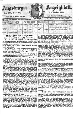 Augsburger Anzeigeblatt Dienstag 4. Oktober 1870