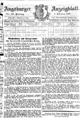 Augsburger Anzeigeblatt Freitag 7. Oktober 1870