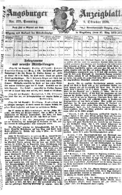 Augsburger Anzeigeblatt Sonntag 9. Oktober 1870
