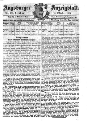 Augsburger Anzeigeblatt Dienstag 11. Oktober 1870