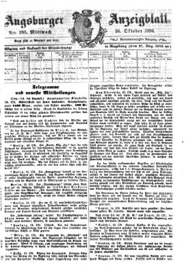 Augsburger Anzeigeblatt Mittwoch 26. Oktober 1870