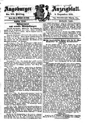 Augsburger Anzeigeblatt Freitag 9. Dezember 1870