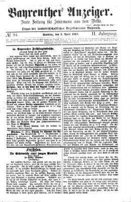 Bayreuther Anzeiger Samstag 3. April 1869