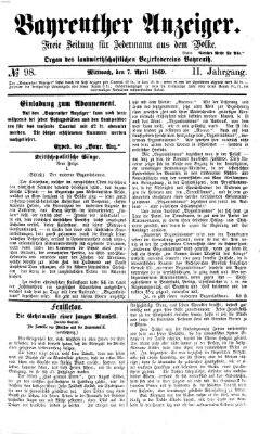 Bayreuther Anzeiger Mittwoch 7. April 1869