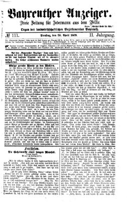 Bayreuther Anzeiger Dienstag 20. April 1869