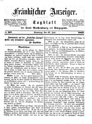 Fränkischer Anzeiger Samstag 17. Juli 1869