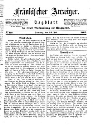 Fränkischer Anzeiger Samstag 24. Juli 1869