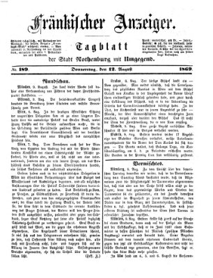 Fränkischer Anzeiger Donnerstag 12. August 1869