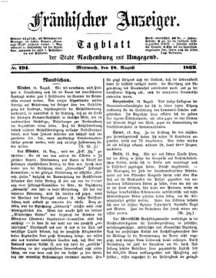 Fränkischer Anzeiger Mittwoch 18. August 1869