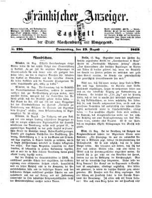 Fränkischer Anzeiger Donnerstag 19. August 1869