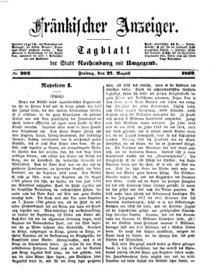 Fränkischer Anzeiger Freitag 27. August 1869