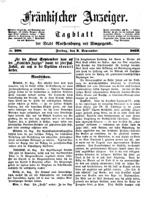 Fränkischer Anzeiger Freitag 3. September 1869
