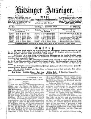 Fränkischer Anzeiger Dienstag 7. September 1869