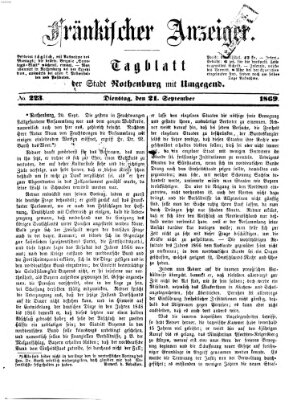 Fränkischer Anzeiger Dienstag 21. September 1869