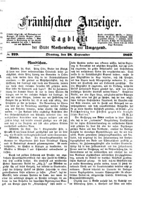 Fränkischer Anzeiger Dienstag 28. September 1869