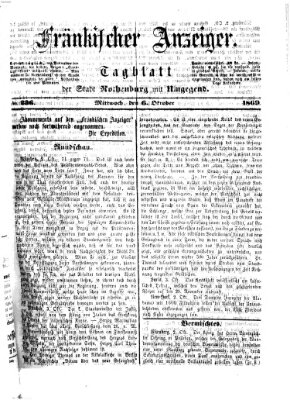 Fränkischer Anzeiger Mittwoch 6. Oktober 1869