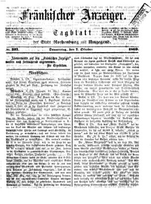 Fränkischer Anzeiger Donnerstag 7. Oktober 1869